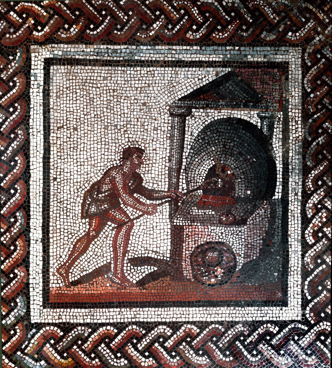Scène de fabrication du pain (mosaïque, fin 2e, début 3e siècle) - Gallo Roman