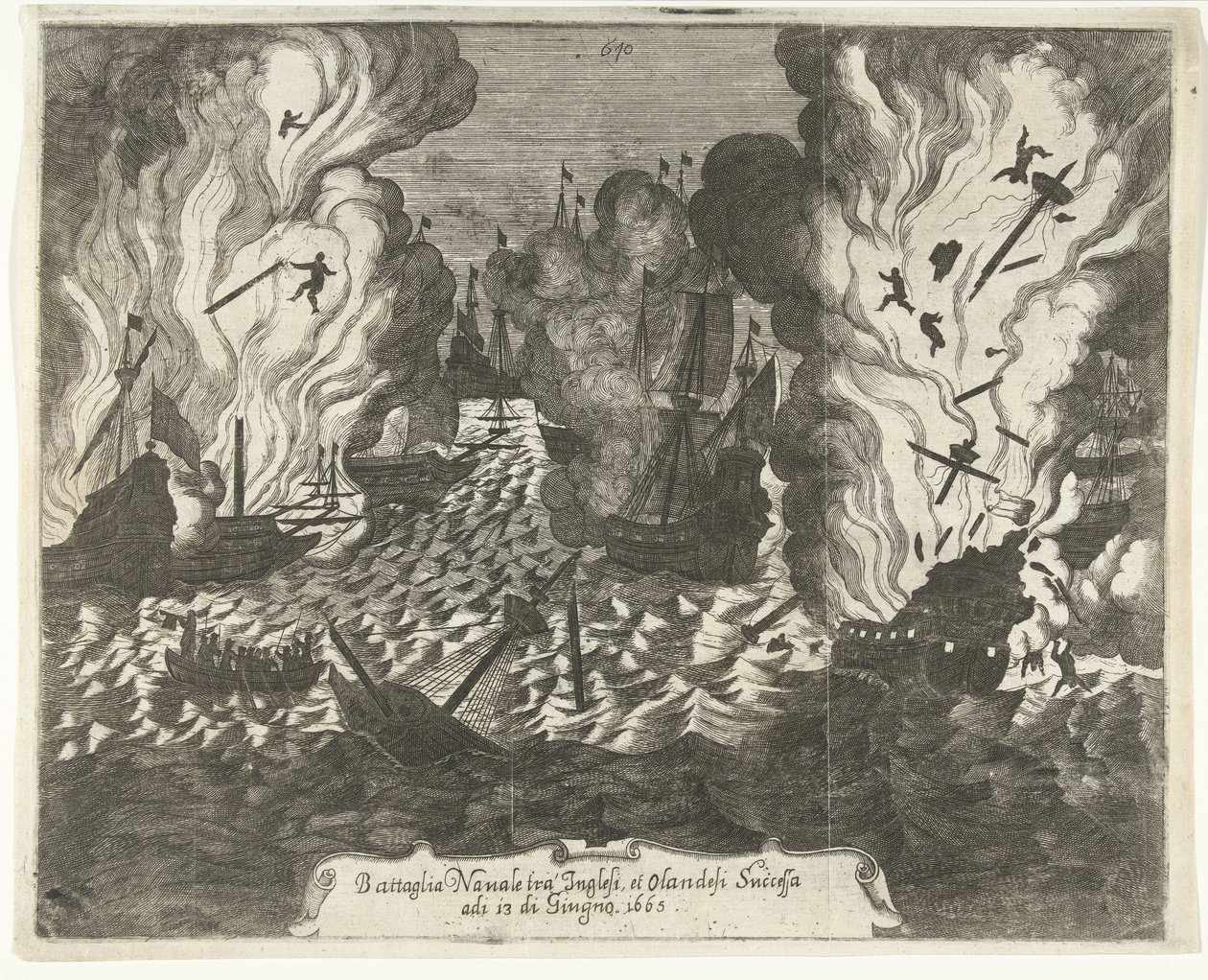 Bataille navale à Lowestoft, 1665 - Gaspar Bouttats (attributed to)