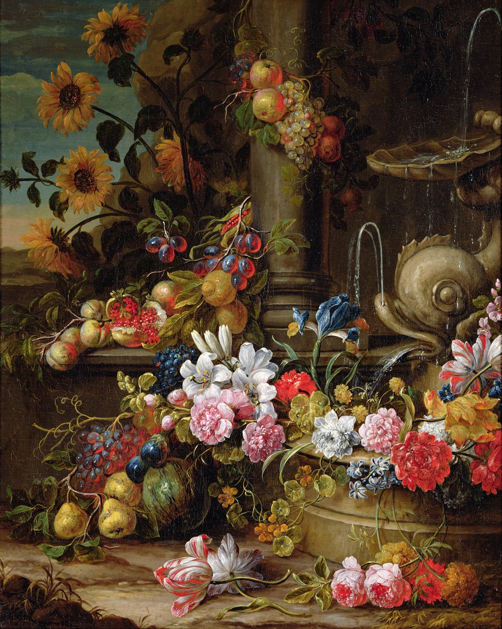 Nature morte de fruits et fleurs - Gaspar Pieter II Verbruggen