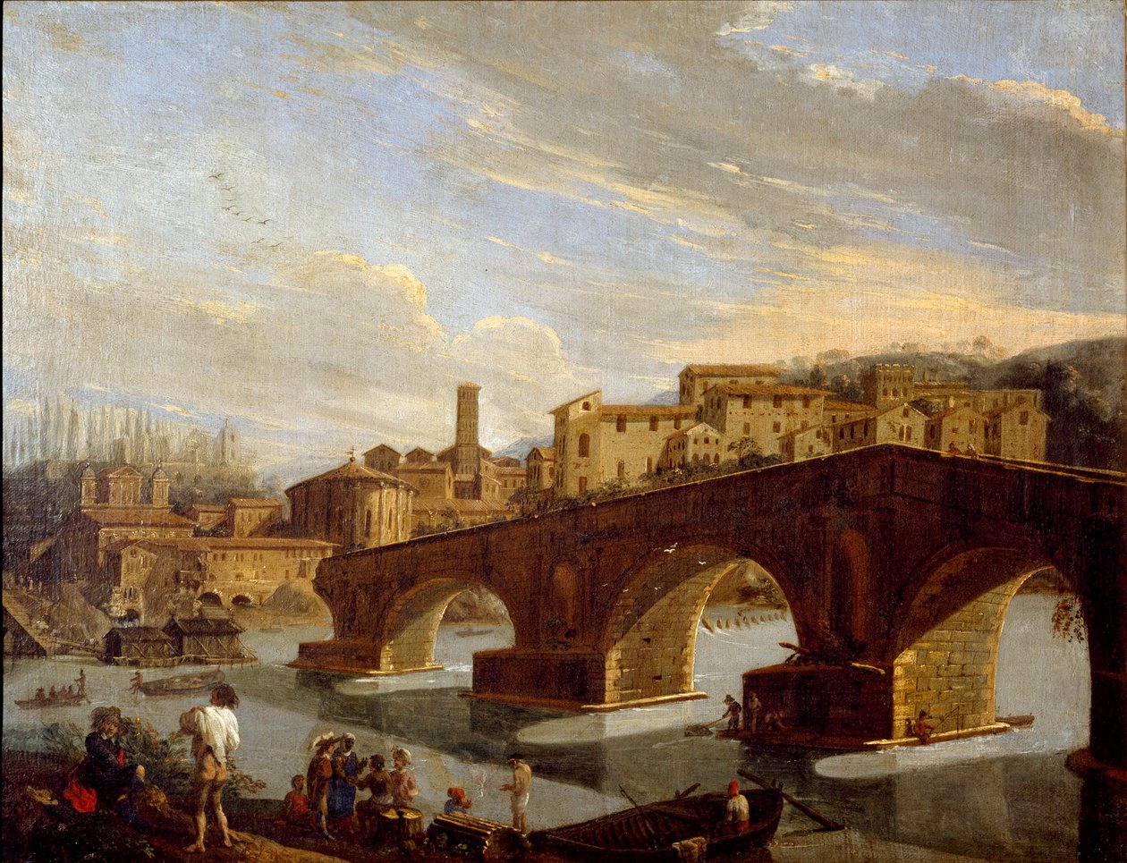 Vue du Tibre au niveau du pont rompu à Rome - Gaspar van Wittel