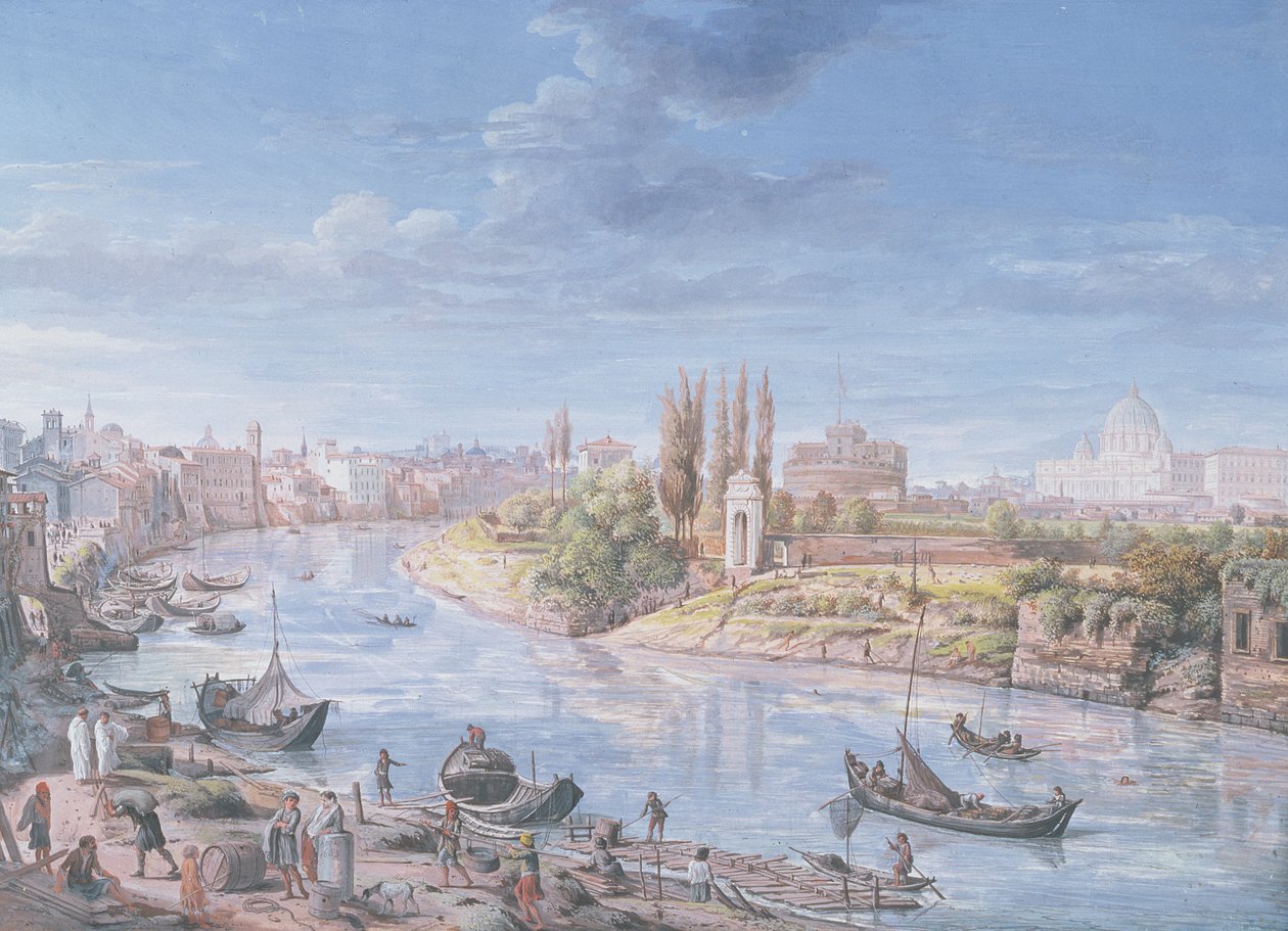 Vue de Rome avec Saint-Pierre et le Castel Sant