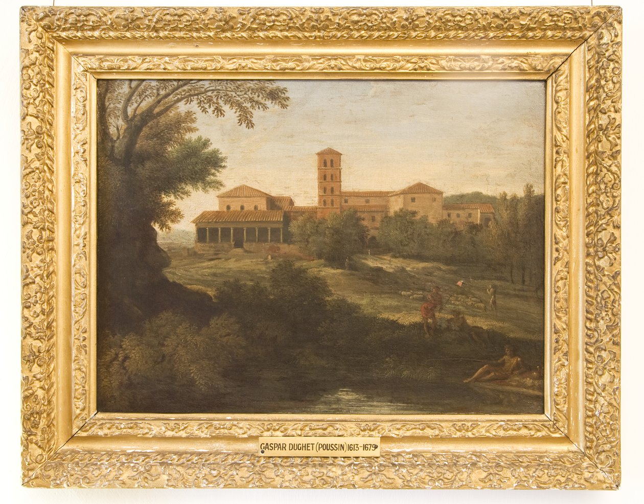 Paysage classique avec un homme conduisant un troupeau de moutons - Gaspard Poussin Dughet