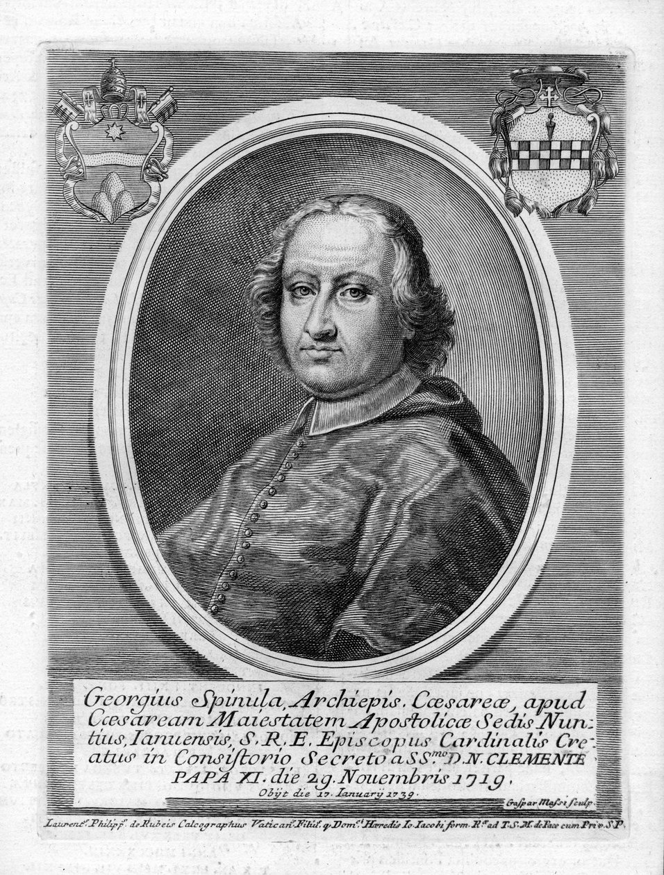 Portrait gravé - Gasparo Massi d’après Lorenzo Filippo de Rossi