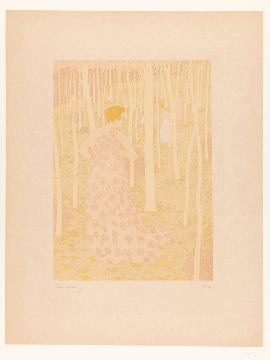 Femmes chassant dans une forêt - Gaston de Latenay (signed by artist)
