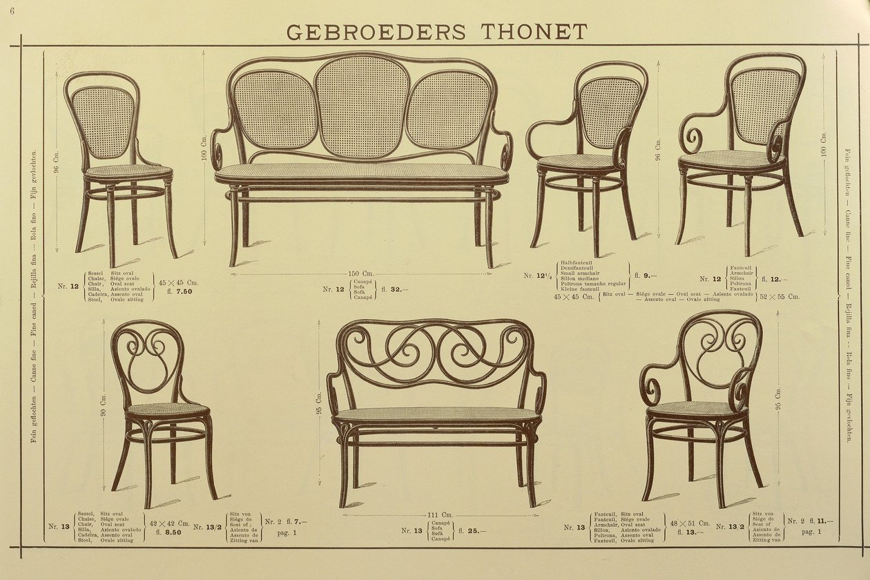 Catalogue de chaises et de canapés des Frères Thonet, dessin, Autriche - Gebruder Thonet