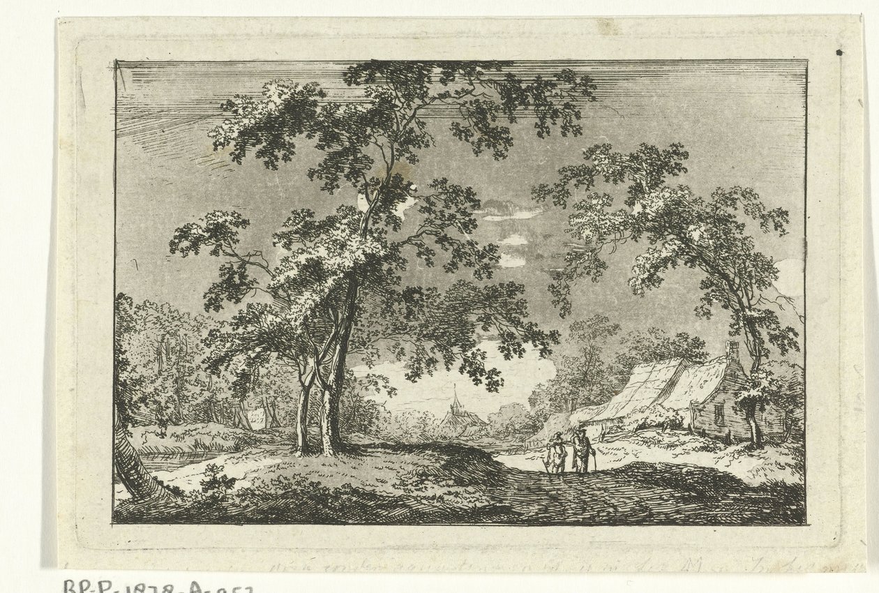 Paysage boisé avec deux promeneurs - Geerlig Grijpmoed