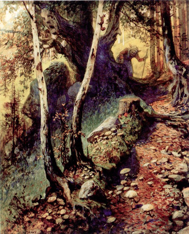 Chasse aux champignons dans la vieille forêt - Georg Janny