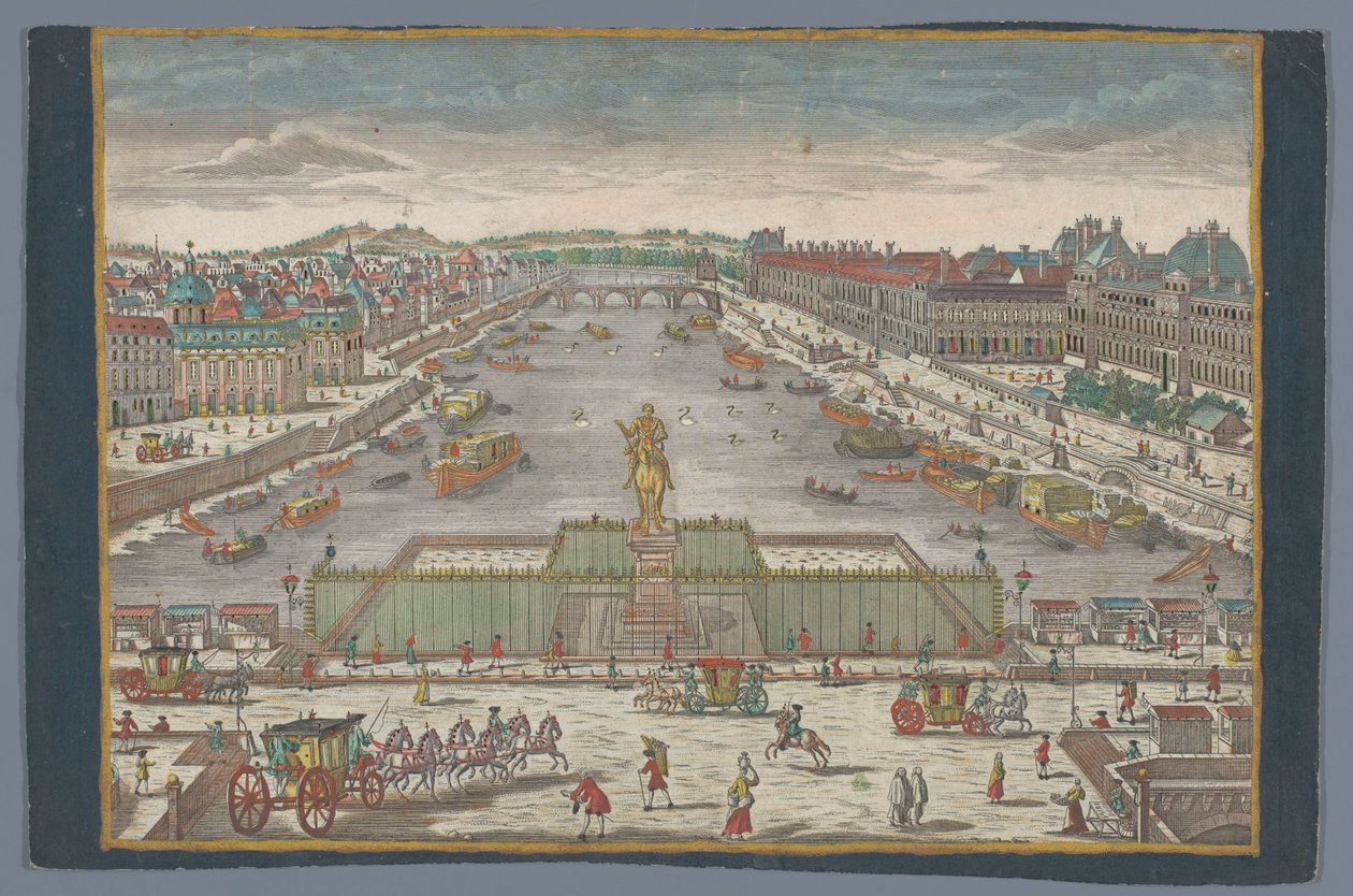 Vue du Pont Neuf sur la Seine à Paris, en direction du Pont Royal - Georg Balthasar Probst (possibly)