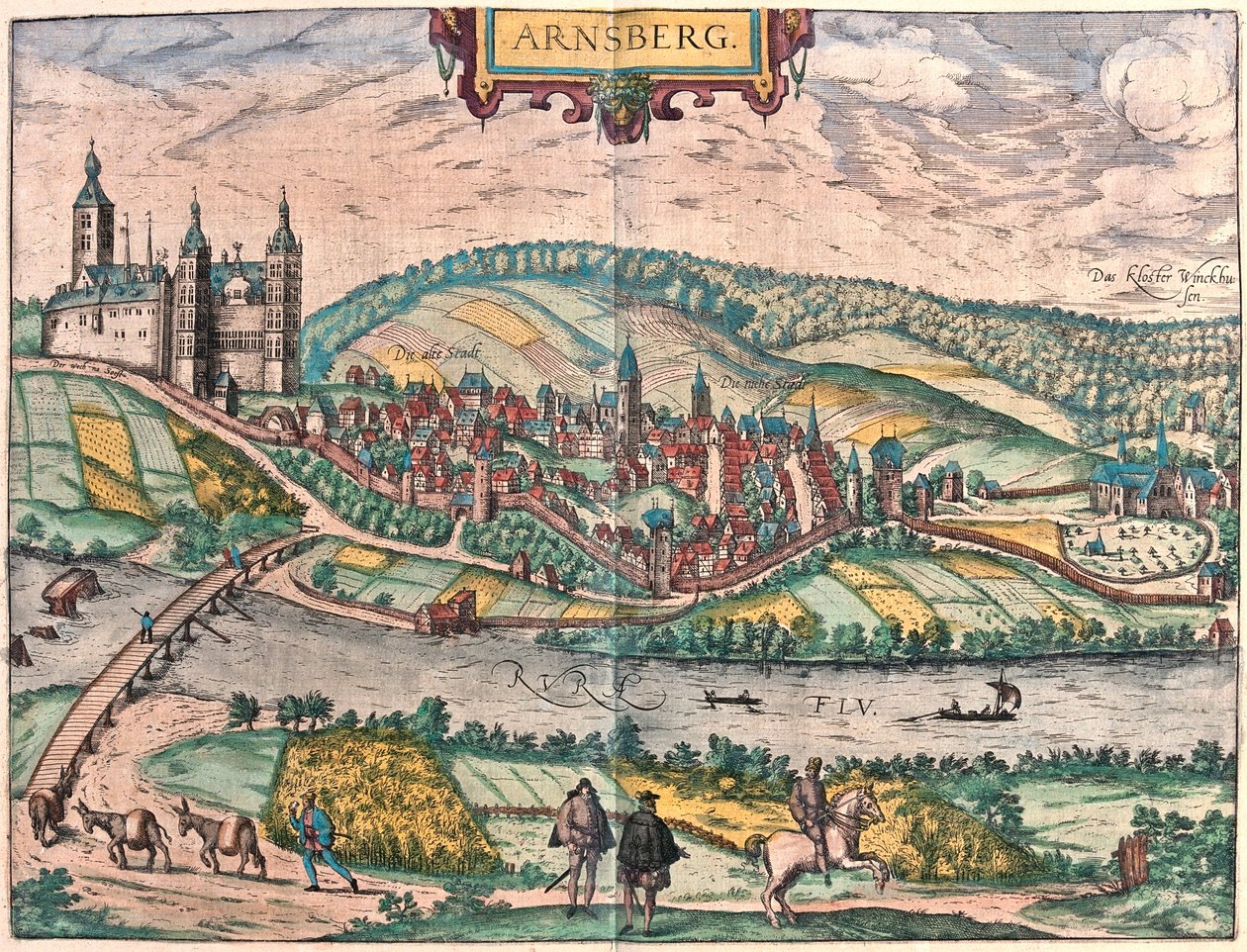 Arnsberg, Allemagne - dans "Civitates Orbis Terrarum" de Georg Braun, Cologne 1617 - Georg Braun