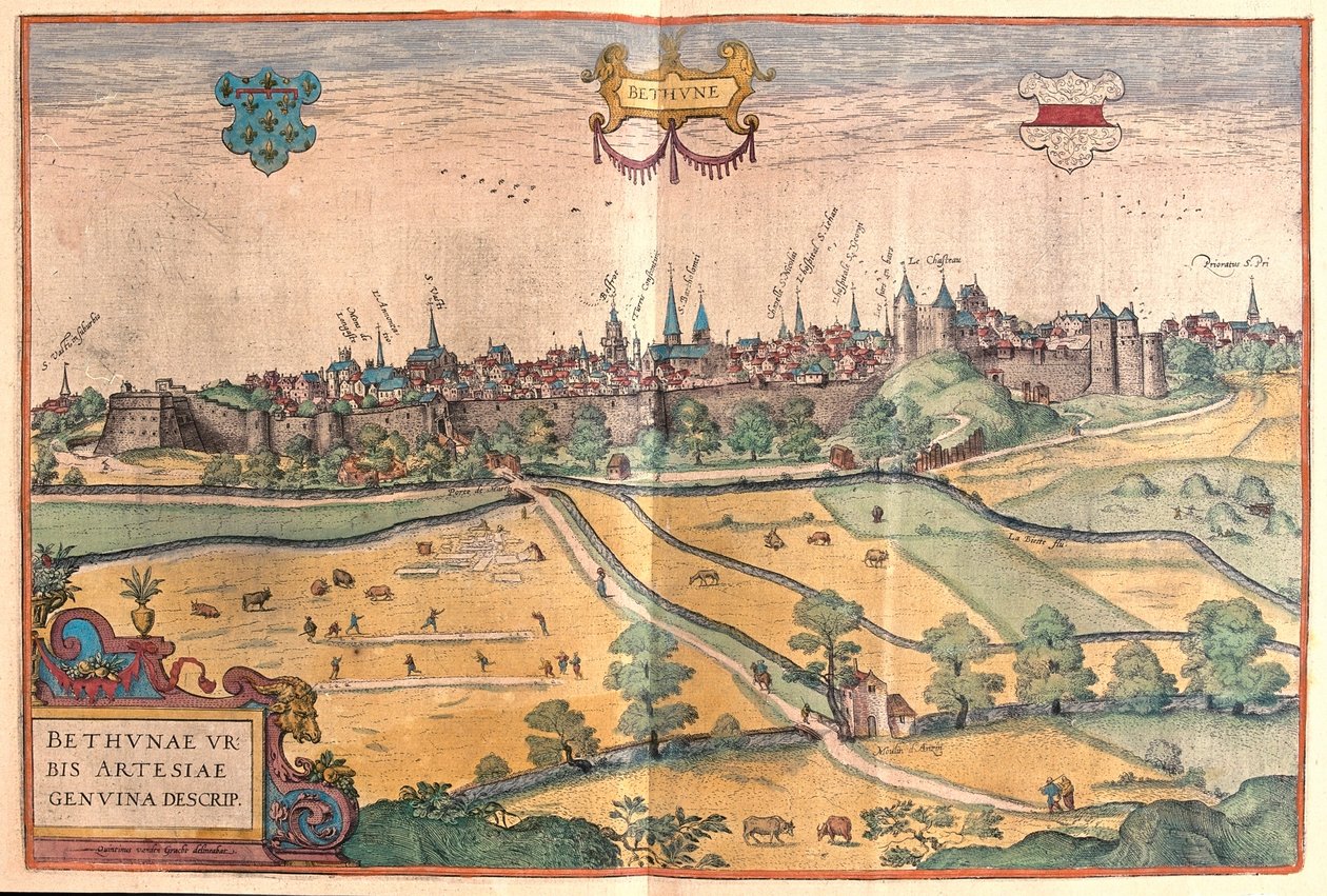 Béthune dans le Pas de Calais, France - dans "Civitates Orbis Terrarum" de Georg Braun, Cologne 1617 - Georg Braun
