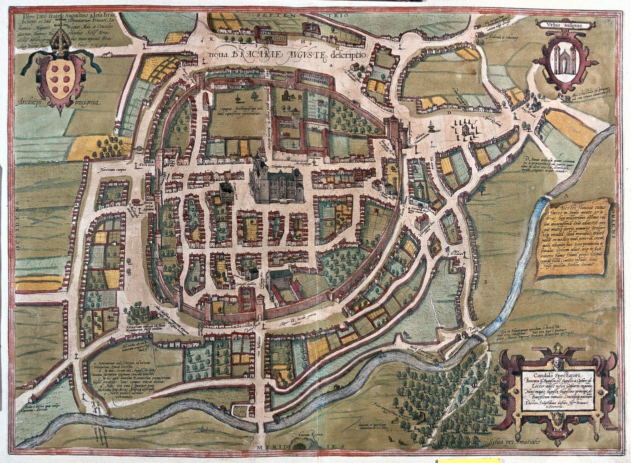 Braga, Portugal - dans "Civitates Orbis Terrarum" de Georg Braun, Cologne 1617 - Georg Braun