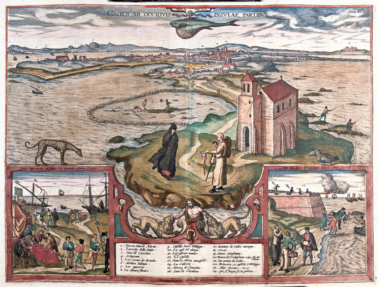 Cadice, Espagne - dans "Civitates Orbis Terrarum" de Georg Braun, Cologne 1617 - Georg Braun