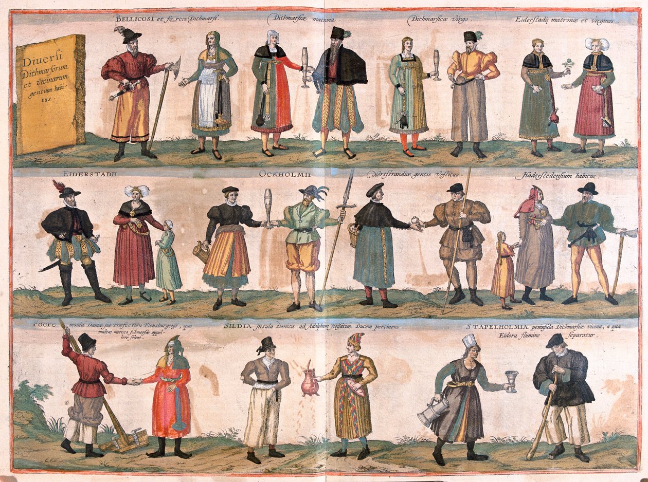 Costumes pour hommes et femmes - dans "Civitates Orbis Terrarum" de Georg Braun, Cologne 1617 - Georg Braun