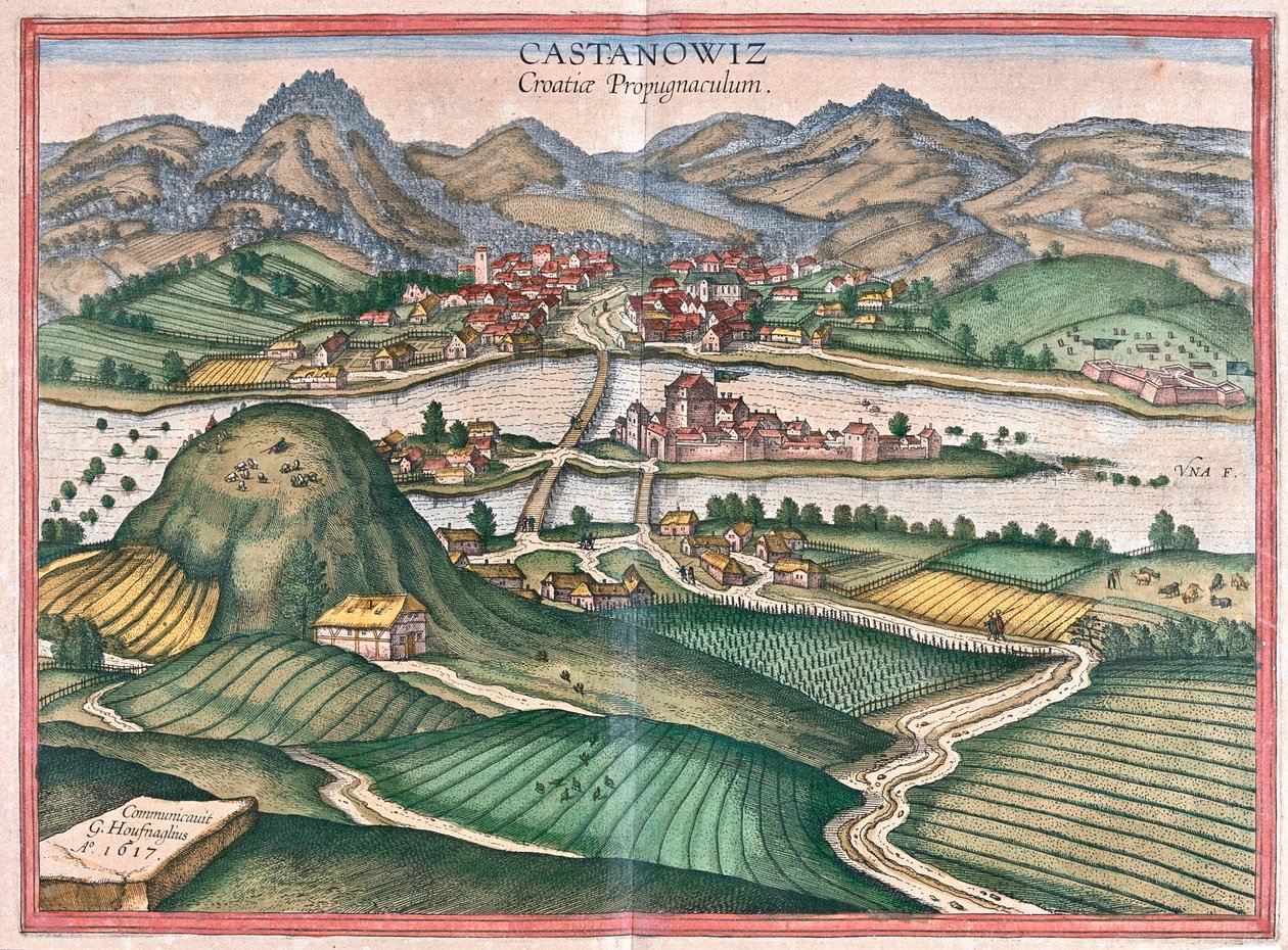 Kostajnica, Croatie - dans "Civitates Orbis Terrarum" de Georg Braun, Cologne 1617 - Georg Braun