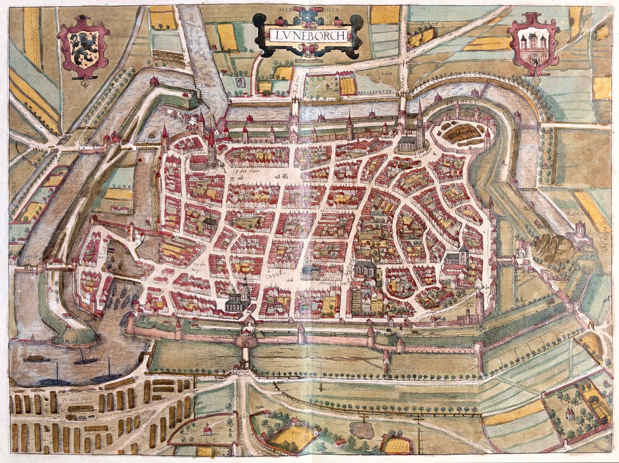 Luneburg, Allemagne - dans "Civitates Orbis Terrarum" de Georg Braun, Cologne 1617 - Georg Braun