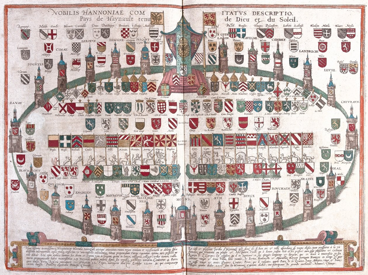 Mons, Belgique - dans "Civitates Orbis Terrarum" de Georg Braun, Cologne 1617 - Georg Braun