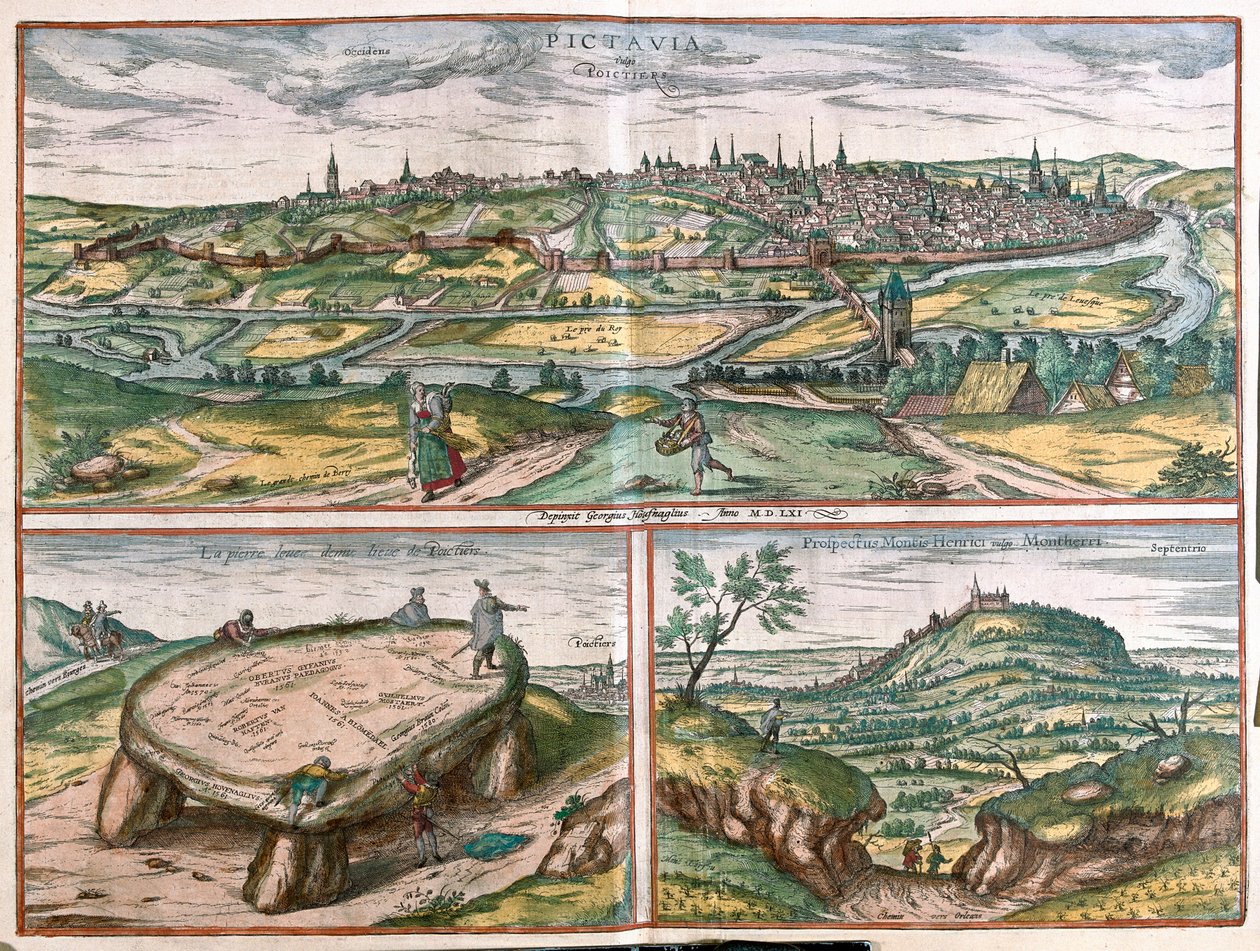 Montpellier, Tours et Poitiers, France - dans "Civitates Orbis Terrarum" de Georg Braun, Cologne 1617 - Georg Braun