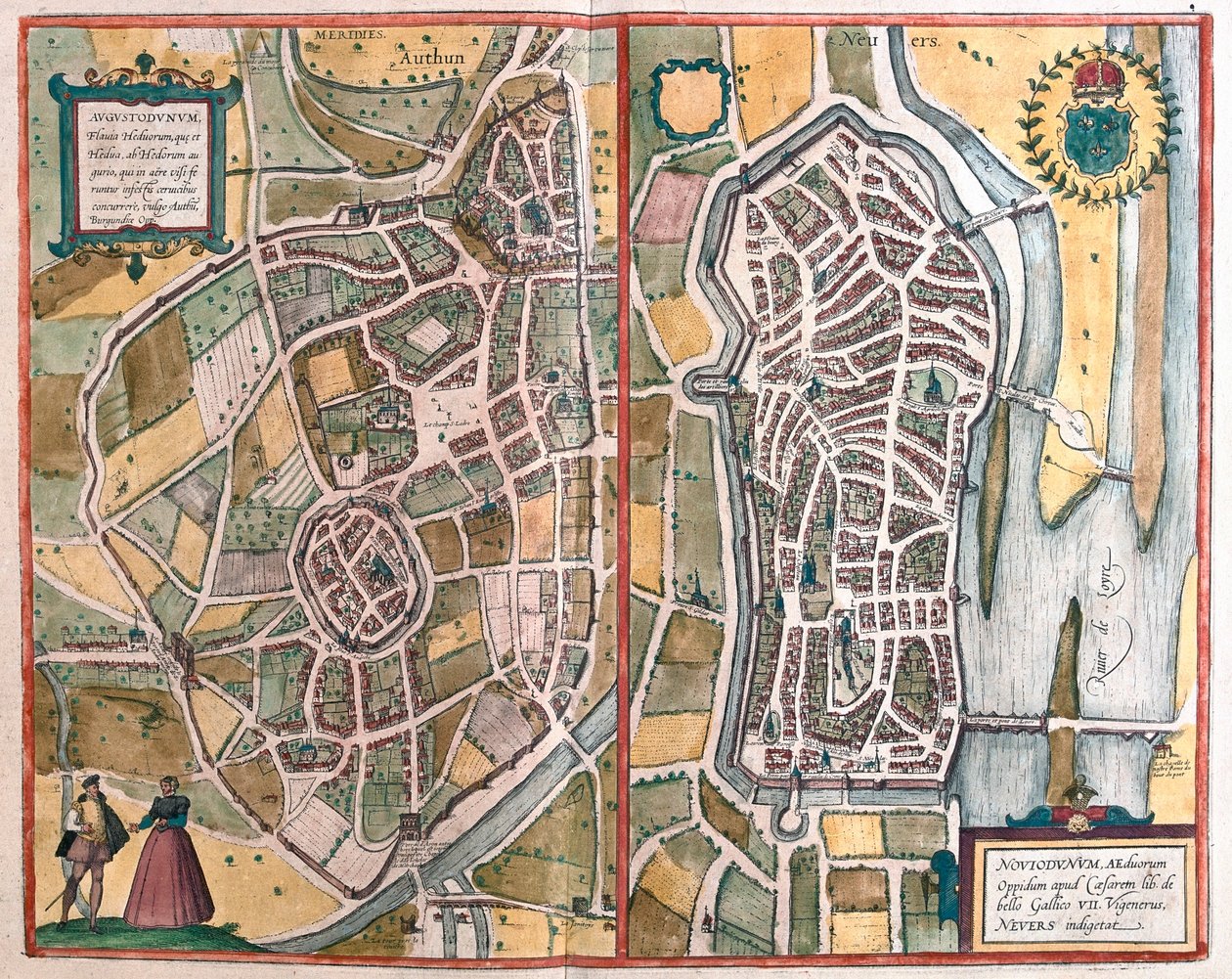 Nevers, France, dans "Civitates Orbis Terrarum" de Georg Braun, Cologne 1617 - Georg Braun
