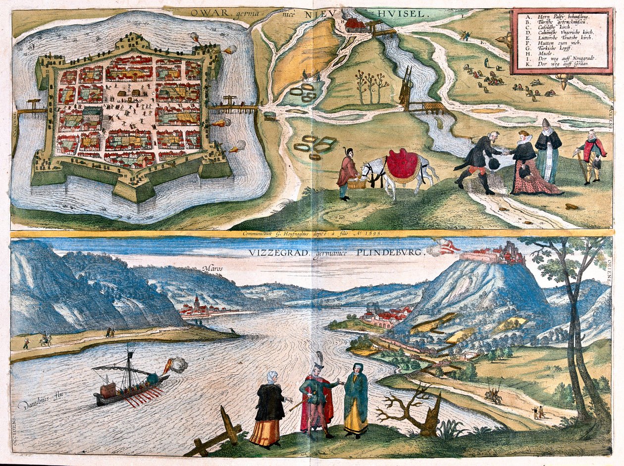 Nové Zamky, Slovaquie - Visegrad, Hongrie - dans "Civitates Orbis Terrarum" de Georg Braun, Cologne 1617 - Georg Braun