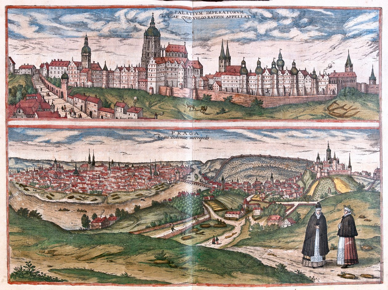 Prague (Bohème), République tchèque - dans "Civitates Orbis Terrarum" de Georg Braun, Cologne 1617 - Georg Braun