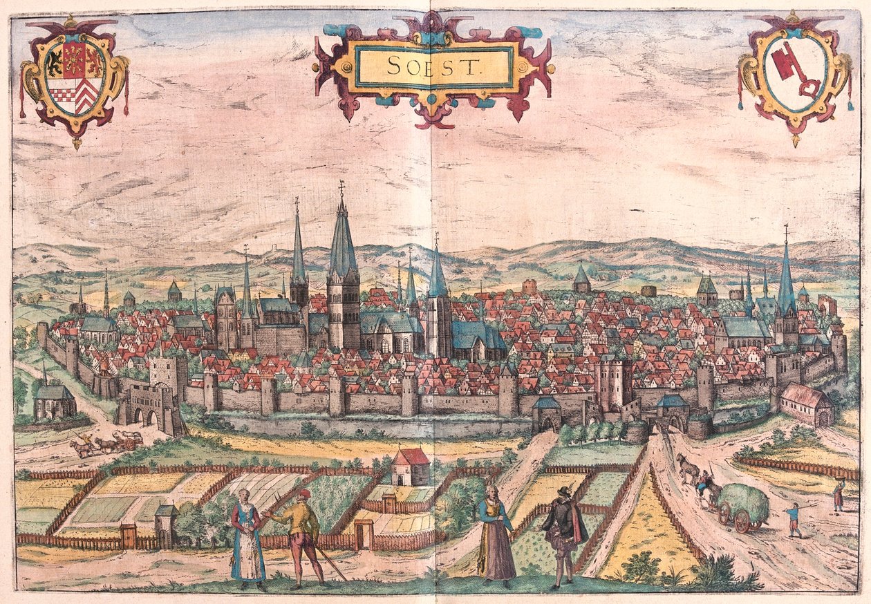 Soest, Allemagne - dans "Civitates Orbis Terrarum" de Georg Braun, Cologne 1617 - Georg Braun