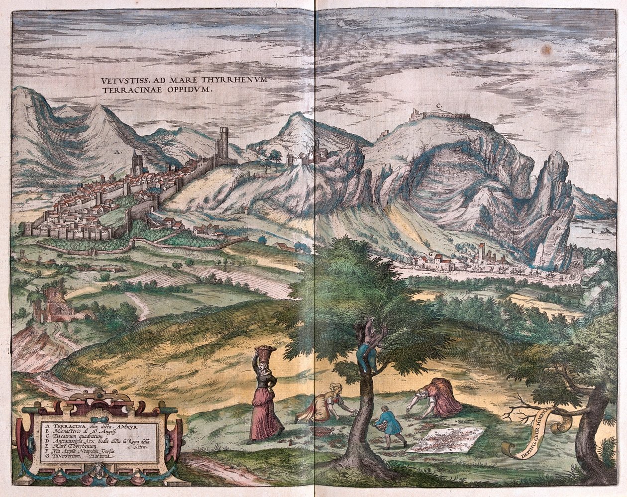 Terracina, Italie - dans "Civitates Orbis Terrarum" de Georg Braun, Cologne 1617 - Georg Braun