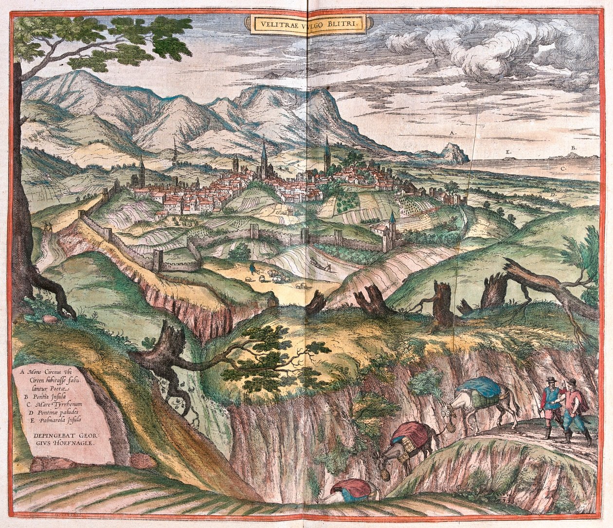Velletri, Italie - dans "Civitates Orbis Terrarum" de Georg Braun, Cologne 1617 - Georg Braun