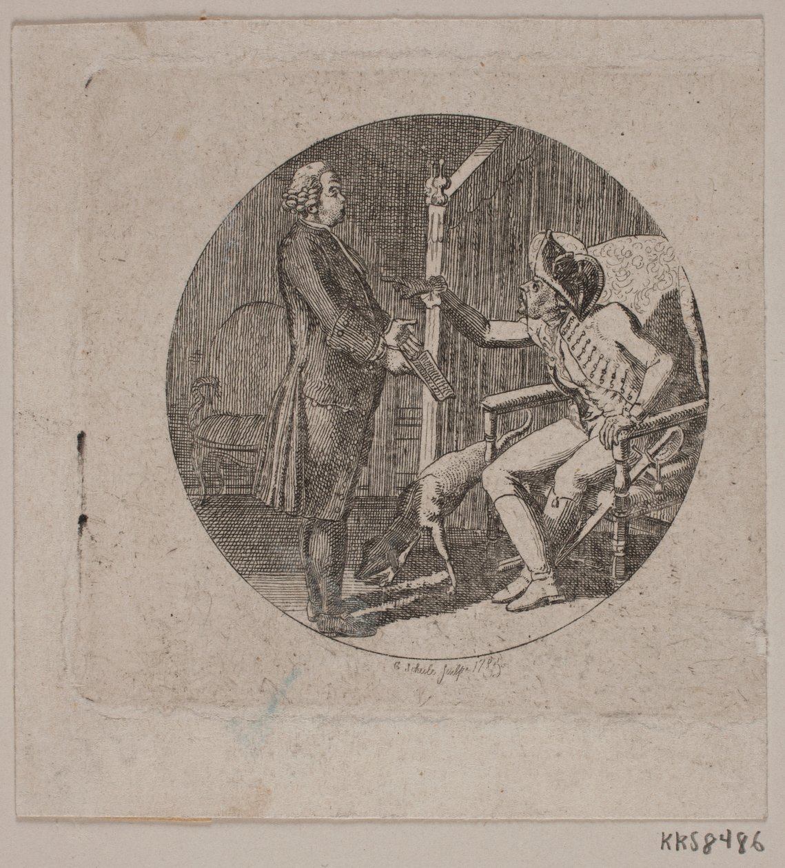 Vignette avec prêtre et vieil homme - Georg Christian Schule