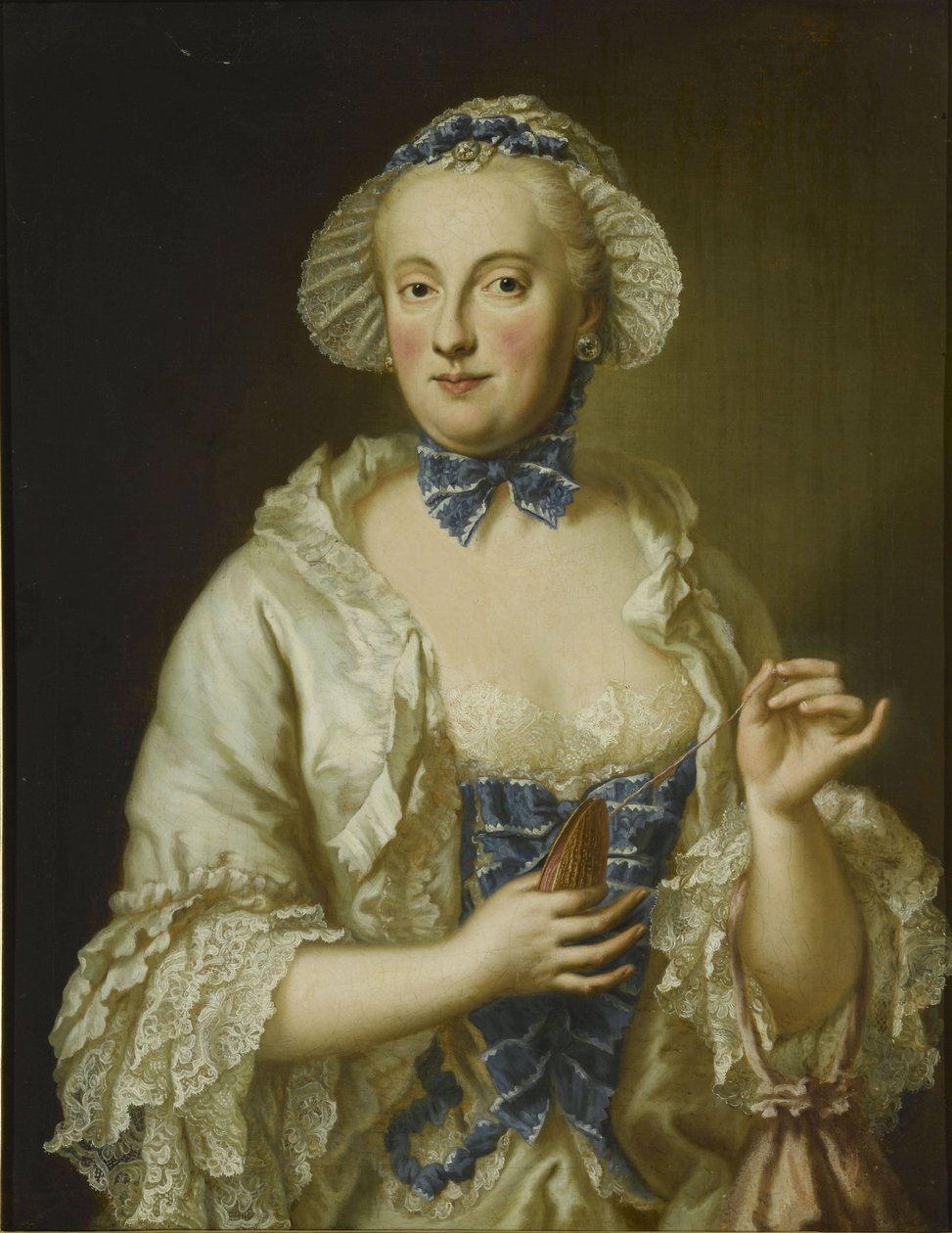 French: Marie-Anne-Sophie de Saxe, princesse électrice de Bavière (1728-1797) Portrait of Maria Anna Sophia of Saxony, Electress of Bavaria (1728-1797) - Georg Desmarees