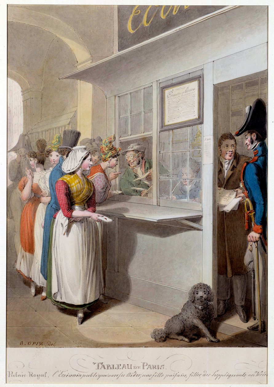 Le publiciste du Palais-Royal. Lithographie de George Emanuel Opitz (1775-1841) XIXe siècle. Paris, Musée Carnavalet - Georg Emanuel Opitz