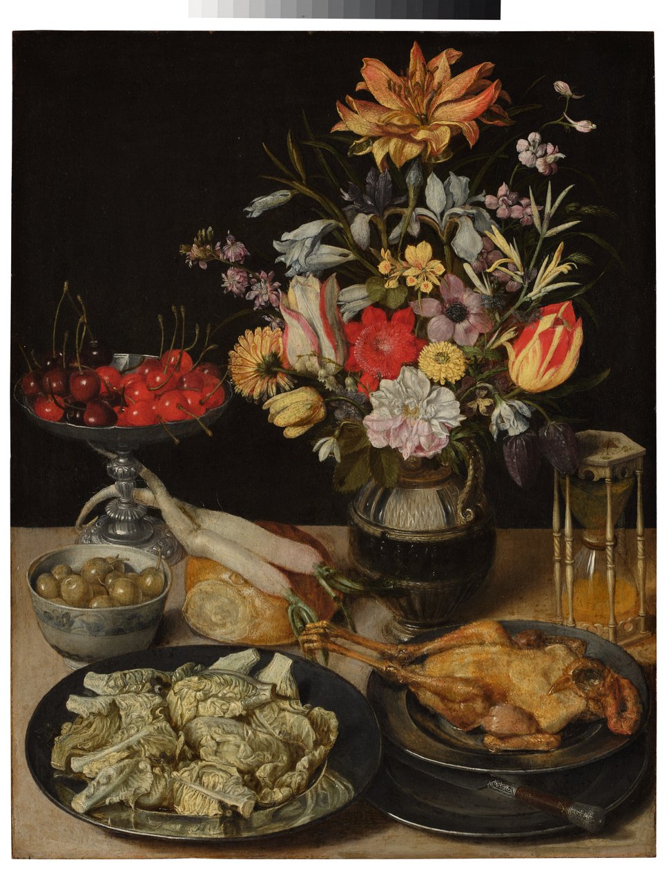 Nature morte aux fleurs et aux aliments - Georg Flegel