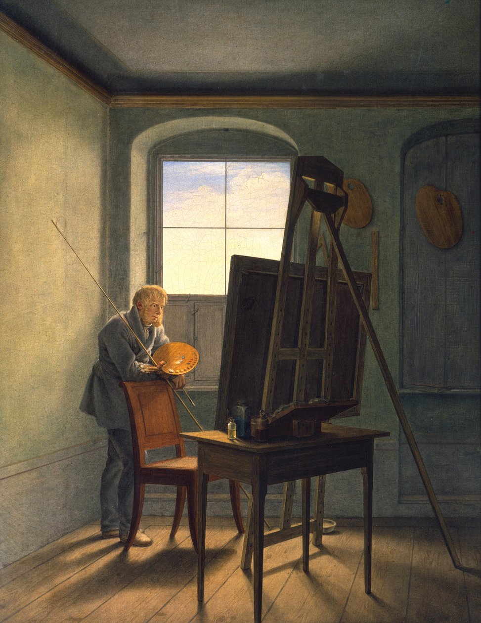 French : Caspar David Friedrich dans son atelier Caspar David Friedrich in his Studio (1812) - Georg Friedrich Kersting