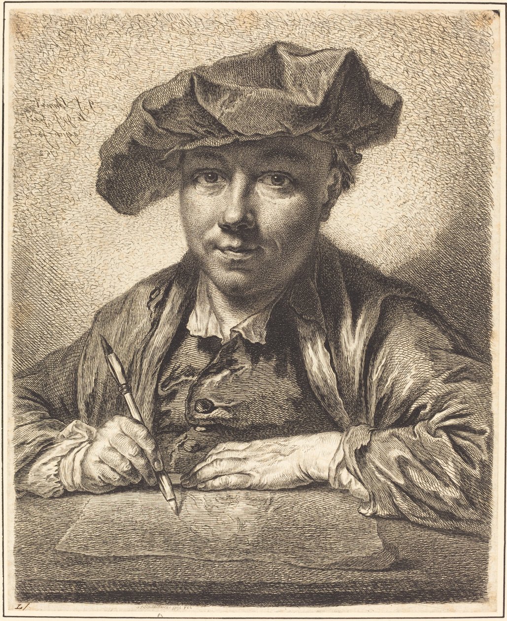 Autoportrait, dessin - Georg Friedrich Schmidt