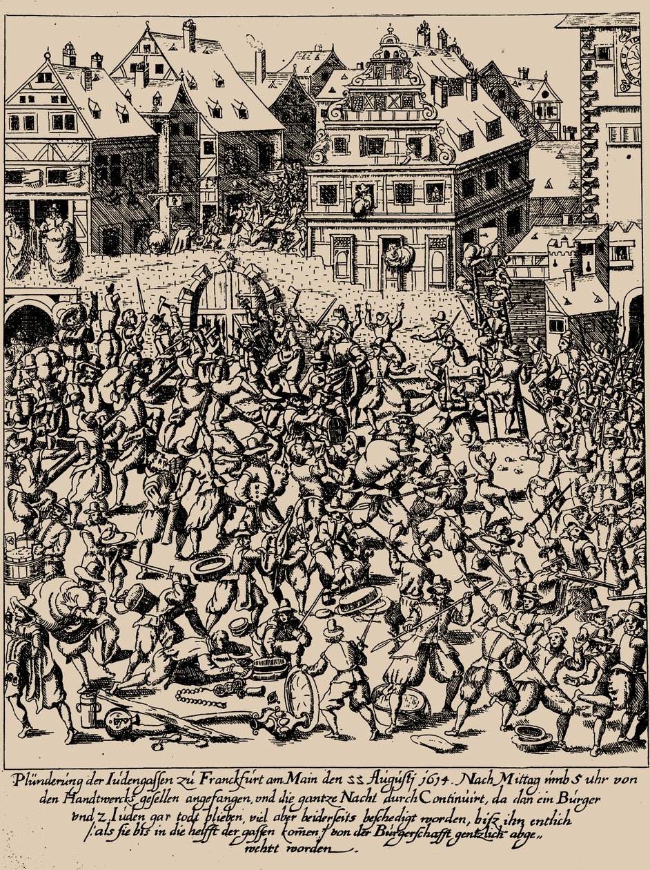 La révolte de Fettmilch. Le pillage du Judengasse à Francfort le 22 août 1614, vers 1616-1617 - Georg Keller