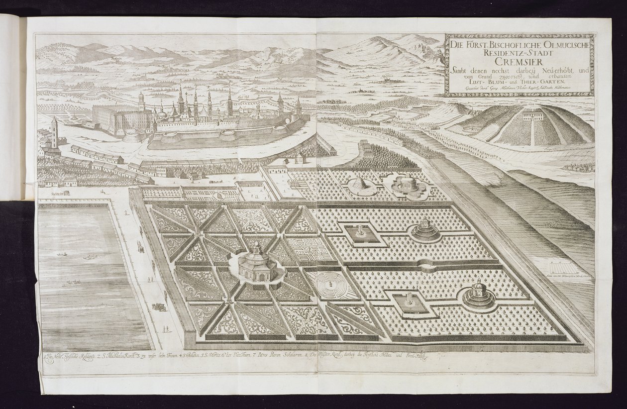 Les nouveaux jardins à Cremsier, la résidence du Prince-Évêque, publié vers 1700 - Georg Matthaus Vischer