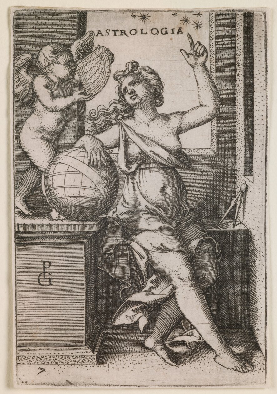Astrologie, de la série "Les arts libéraux", vers 1541 (gravure) - Georg Pencz