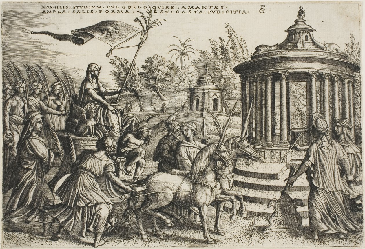 Le Triomphe de la Chasteté, planche deux des Triomphes de Pétrarque - Georg Pencz