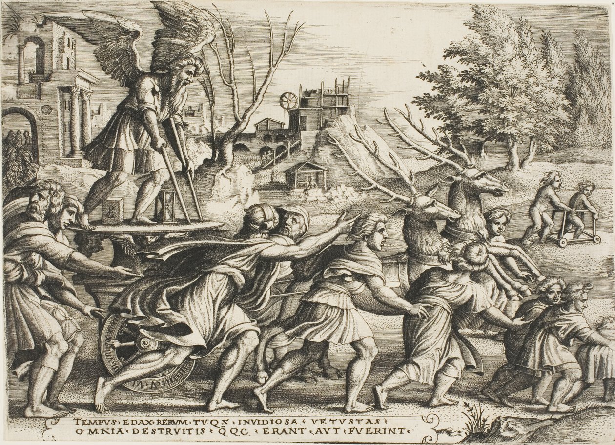 Le triomphe du temps, planche quatre des Triomphes de Pétrarque - Georg Pencz