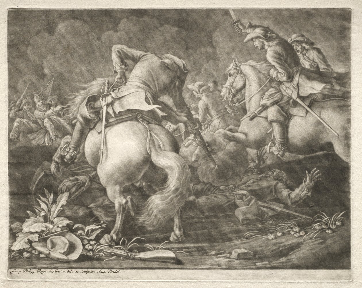 Escarmouche entre hussards prussiens et hongrois - Georg Philipp I Rugendas