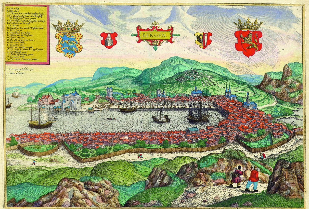 Bergen, Norvège - Georg and Hogenberg Franz (1535 90) Braun