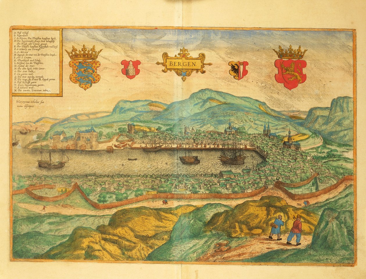 Bergen de Civitates Orbis Terrarum par Georg Braun - Georg Braun and Hogenberg Franz