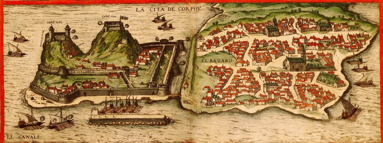 Corfou, Grèce - Georg and Hogenberg Franz (1535-90) Braun
