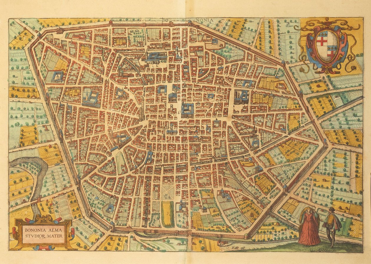 Carte de Bologne de Civitates Orbis Terrarum par Georg Braun - Georg Braun and Hogenberg Franz