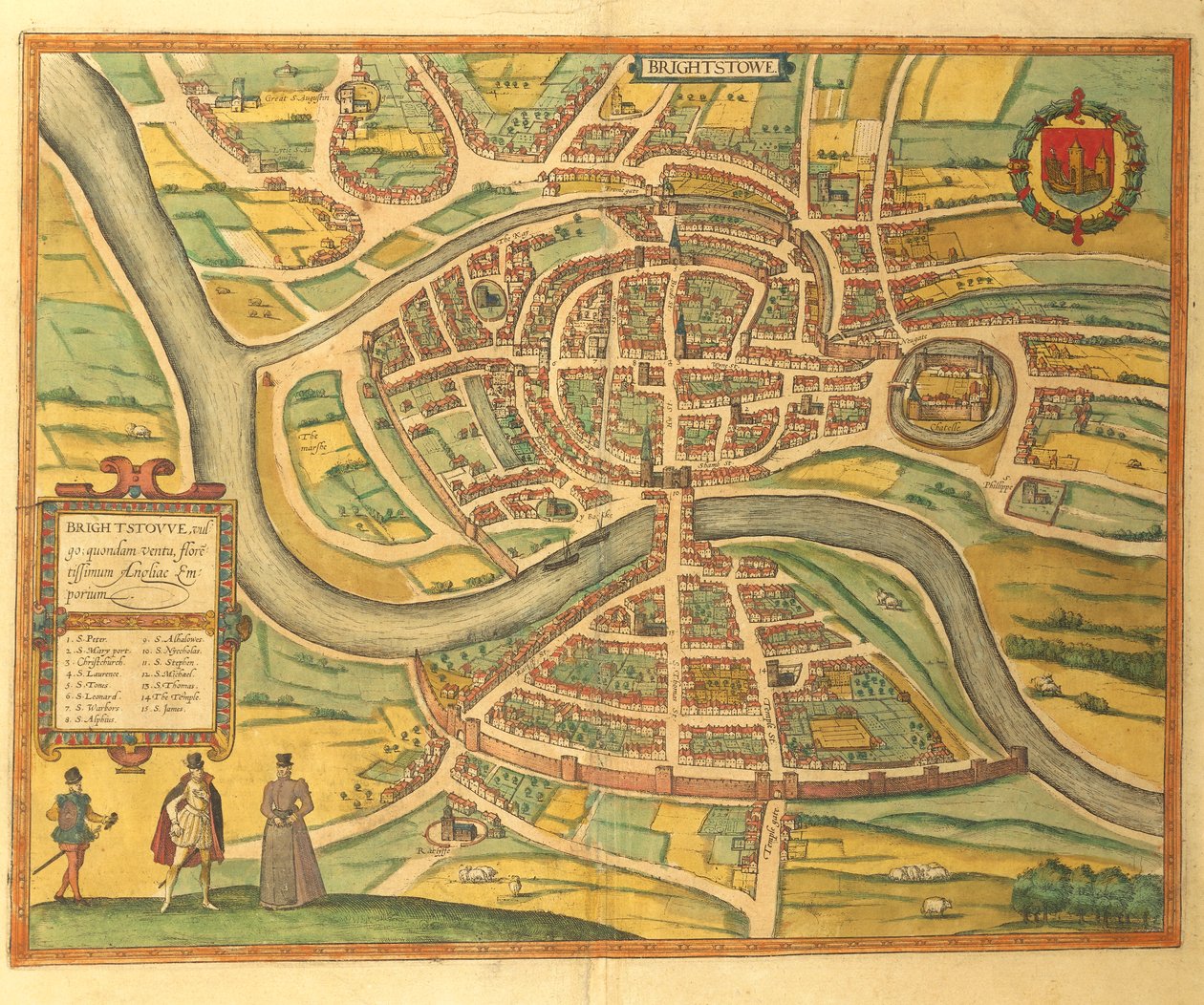 Carte de Bristol du Civitates Orbis Terrarum par Georg Braun - Georg Braun and Hogenberg Franz