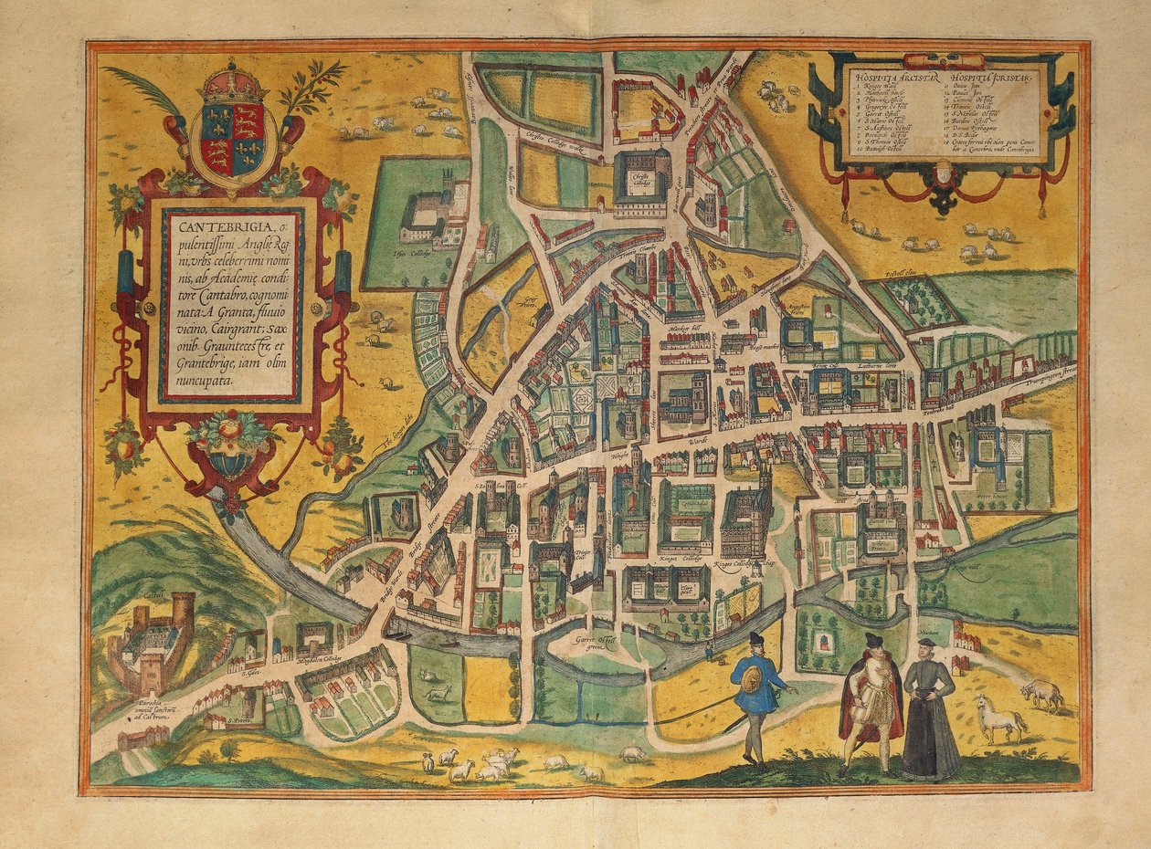 Carte de Cambridge de Civitates Orbis Terrarum par Georg Braun - Georg Braun and Hogenberg Franz