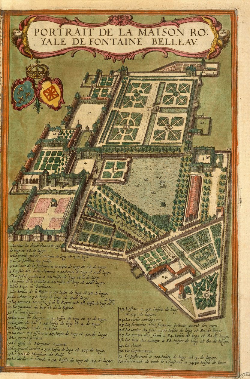 Carte du château de Fontainebleau de Civitates Orbis Terrarum par Georg Braun - Georg Braun and Hogenberg Franz