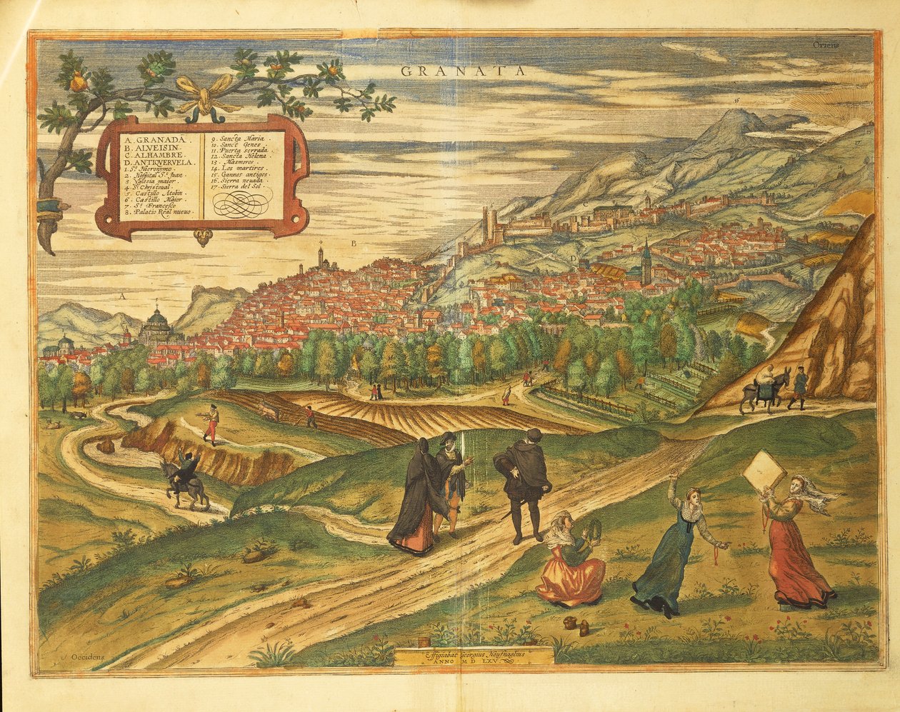 Carte de Grenade du Civitates Orbis Terrarum par Georg Braun - Georg Braun and Hogenberg Franz