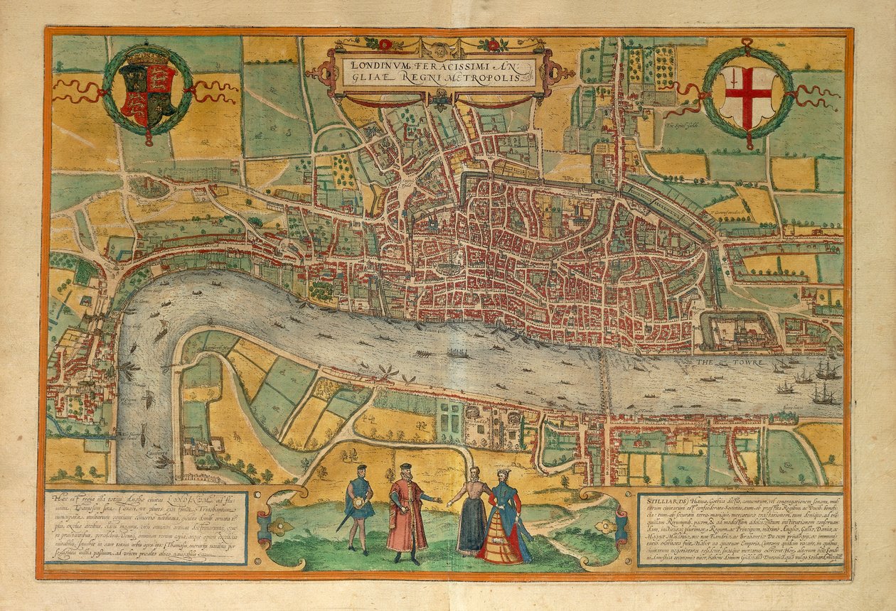 Carte de Londres de Civitates Orbis Terrarum par Georg Braun - Georg Braun and Hogenberg Franz