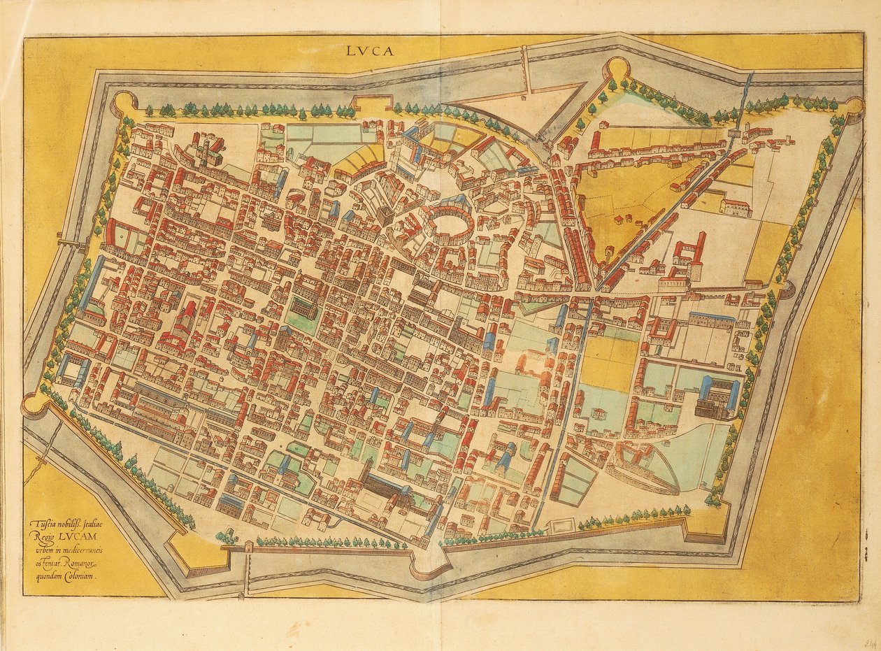 Carte de Lucques de Civitates Orbis Terrarum par Georg Braun - Georg Braun and Hogenberg Franz