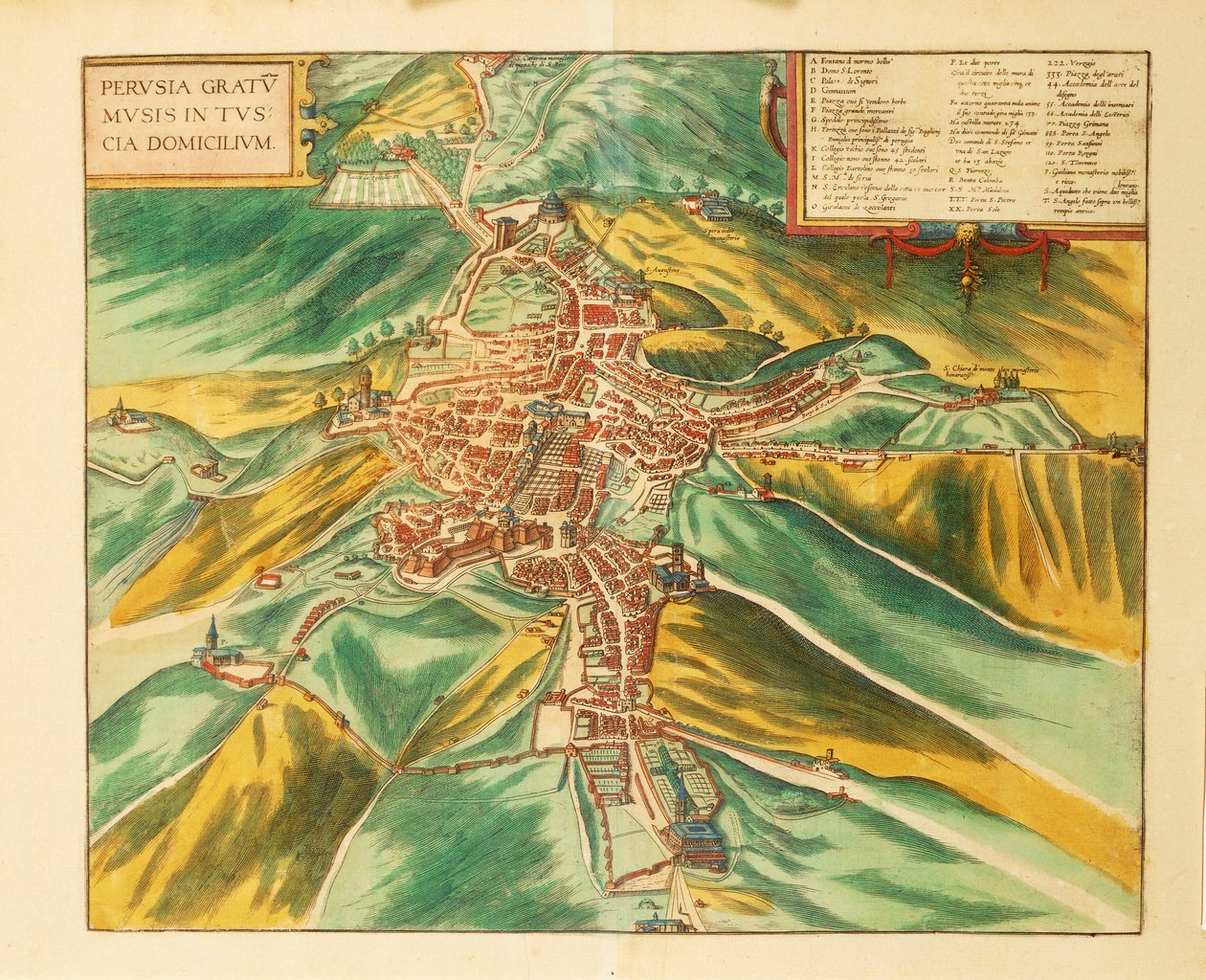 Carte de Pérouse de Civitates Orbis Terrarum par Georg Braun - Georg Braun and Hogenberg Franz